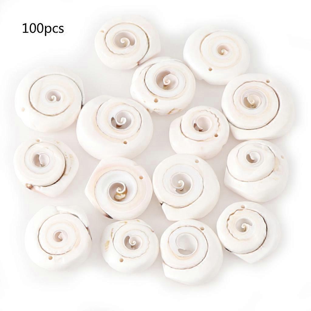 100 Pcs White Shells Beads Flat Large Conch Natural Seashell Beads With Holes