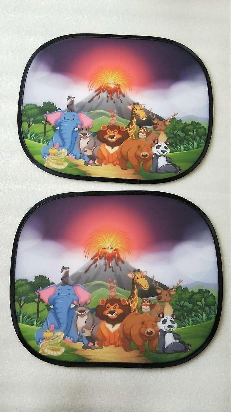 2 Pack Car Sun Shade for Baby Child, Lion Annimal Hanging Static Side Window, Universal Rear Sun Shade with Storage Bag - Sun Glare and UV Protection.