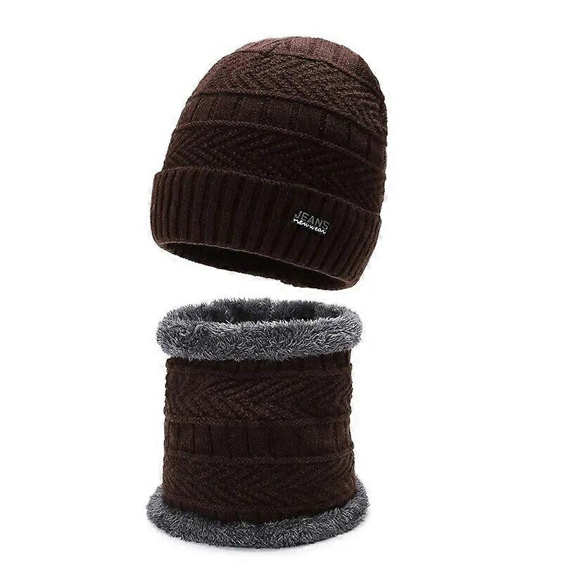Winter Knitted Hat Set Hat Bib Two Piece Set Winter Cold Insulation Woolen Hat