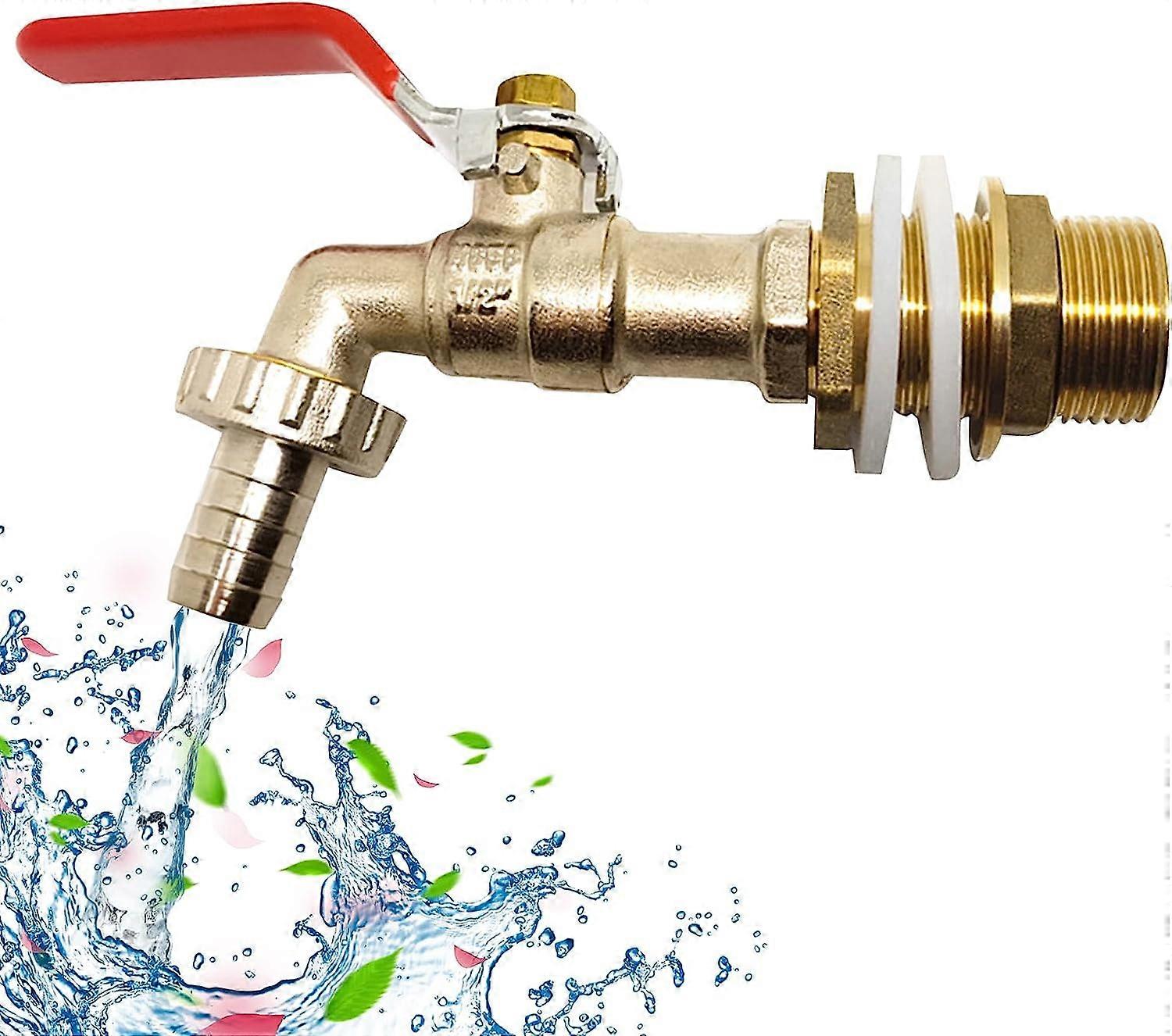 1000L Tankhahn, Regenwasserauffanghahn 1/2" (13mm) Tankadapter Wasserhahn, IBC Ablauftankadapter für Wasserhahn, Messinghahn für IBC (1PCS)