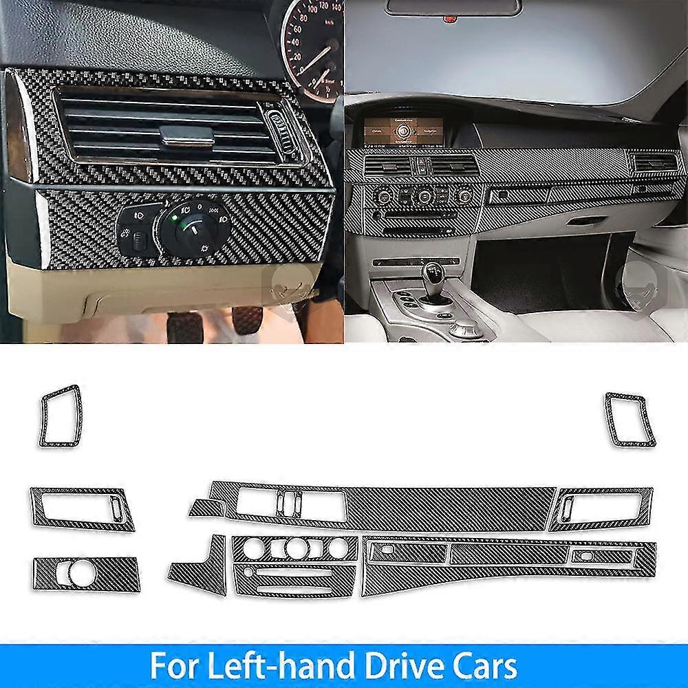 Otwoo لبي ام دبليو 5 سلسلة E60 2004-07 ألياف الكربون الحقيقي والعتاد التحول عجلة القيادة منفذ الهواء لوحة دعوى سيارة الملحقات الداخلية ملصق