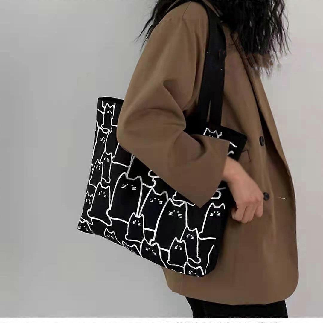 נשים בד תיק כתף לונדון ספרים דפוס נשים מזדמנים תיק תיק תיק לשימוש חוזר קיבולת גדולה כותנה קניות תיק חוף