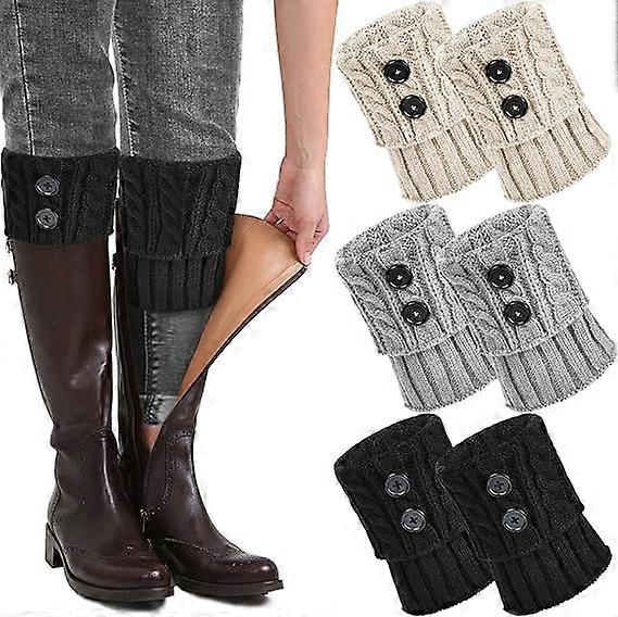 3 Pairs Womens Winter Warm Leg Warmers Soft Knitted Twist Boot Cuffs Toppers Socks Short Ankle Warmers