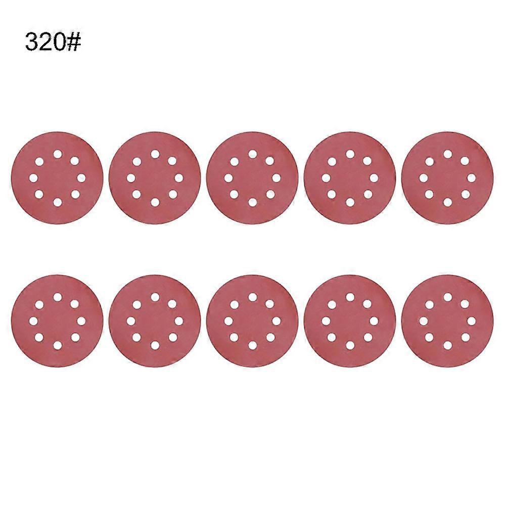 10Pcs 125mm 8 Holes Round Shape Grinding Sanding Discs Hook Loop Sandpaper Pad