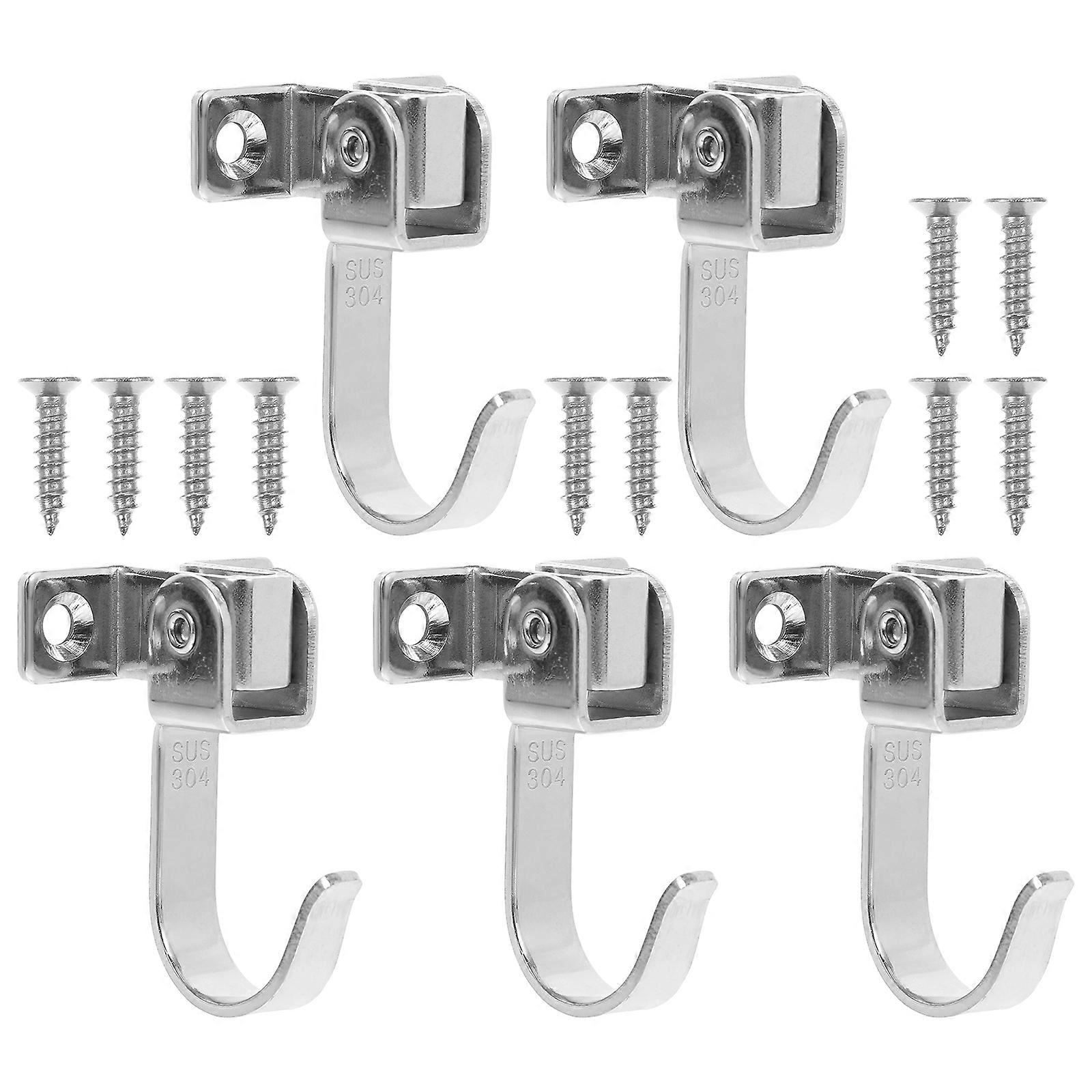 5 Pcs Stainless Steel S Hooks Wall Mounted Planter Hooks String Light Hooks Ceiling Hangers Screw- Cup Hooks