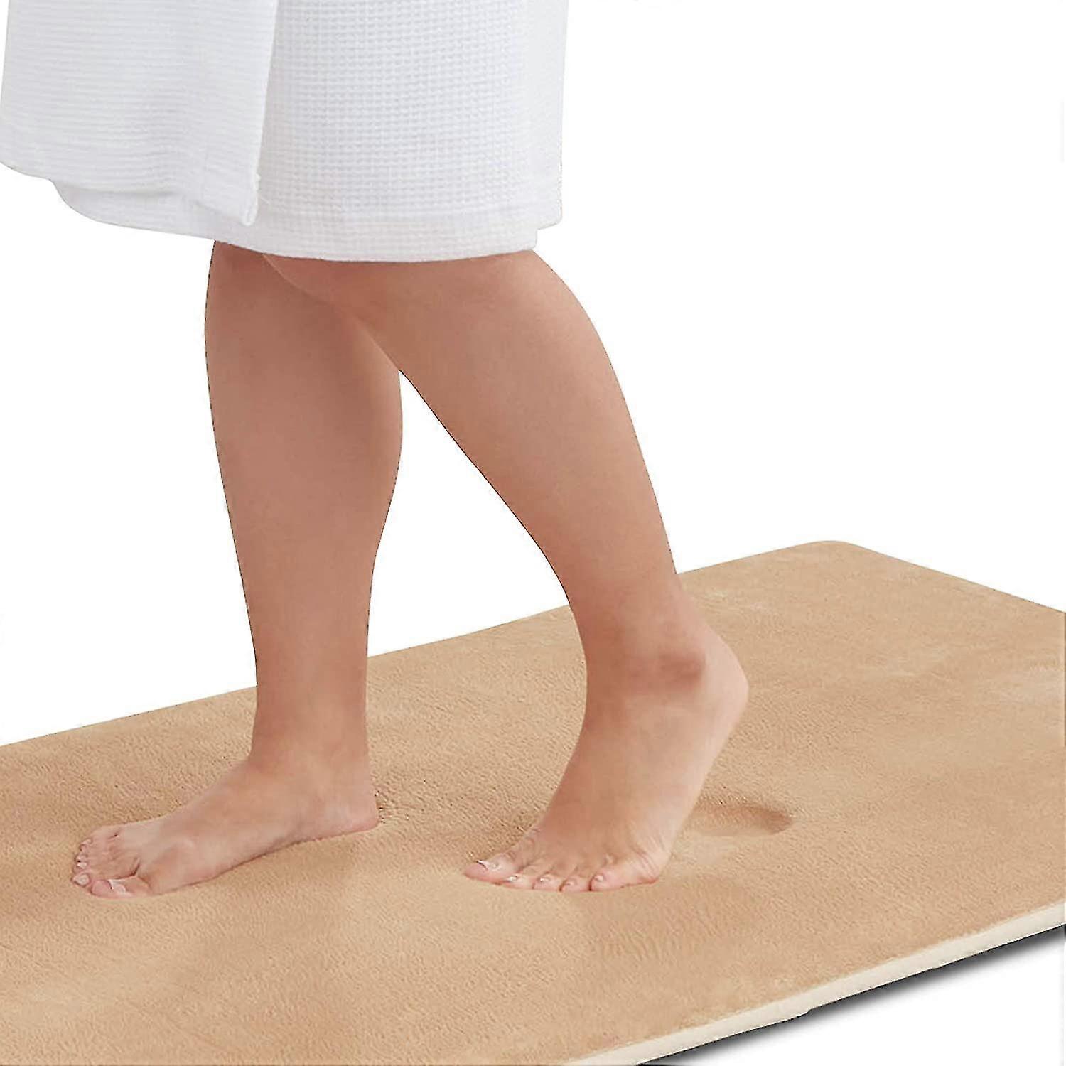 メモリフォームバスマットノンスリップ吸収性スーパー居心地の良いベルベットバスルームラグカーペット(20インチX 32インチ、ベージュ)