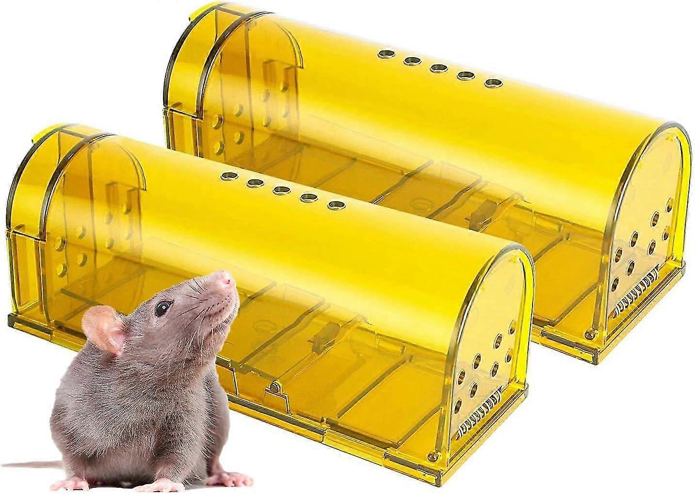 humane Mouse Traps, Easy To Set, Reusable For Indoor/outdoor Use, Kids/pets Safe, For Small Rodent/voles/hamsters/moles Catcher, 2 Pack