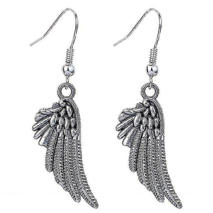 Simple Silver Plated Angel Wings Dangle Earrings