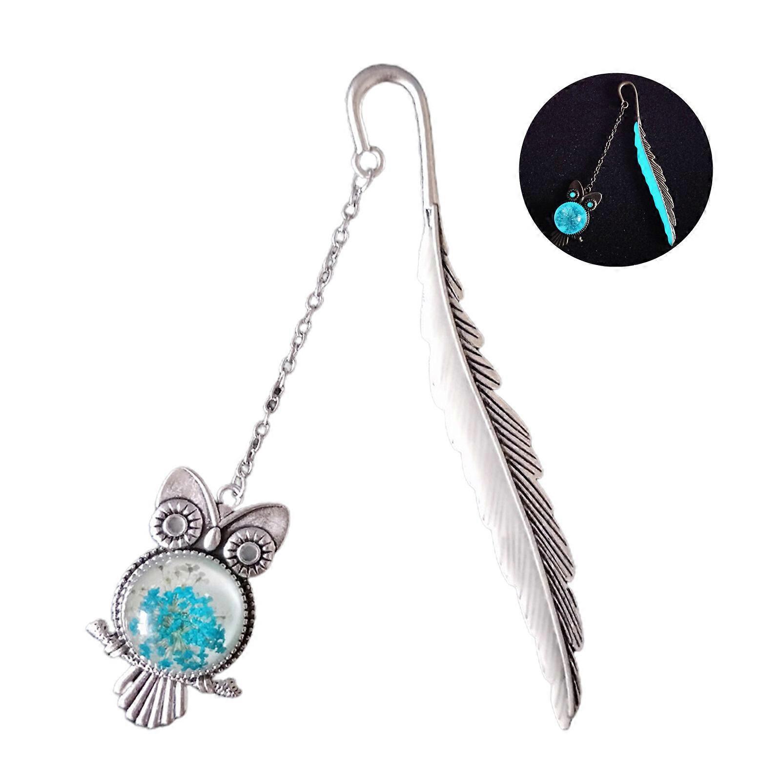 Feather Metal Bookmark with Glow in the Dark Resin Layer, Unique Gift Idea for Book Lovers, Students, Teachers, and More