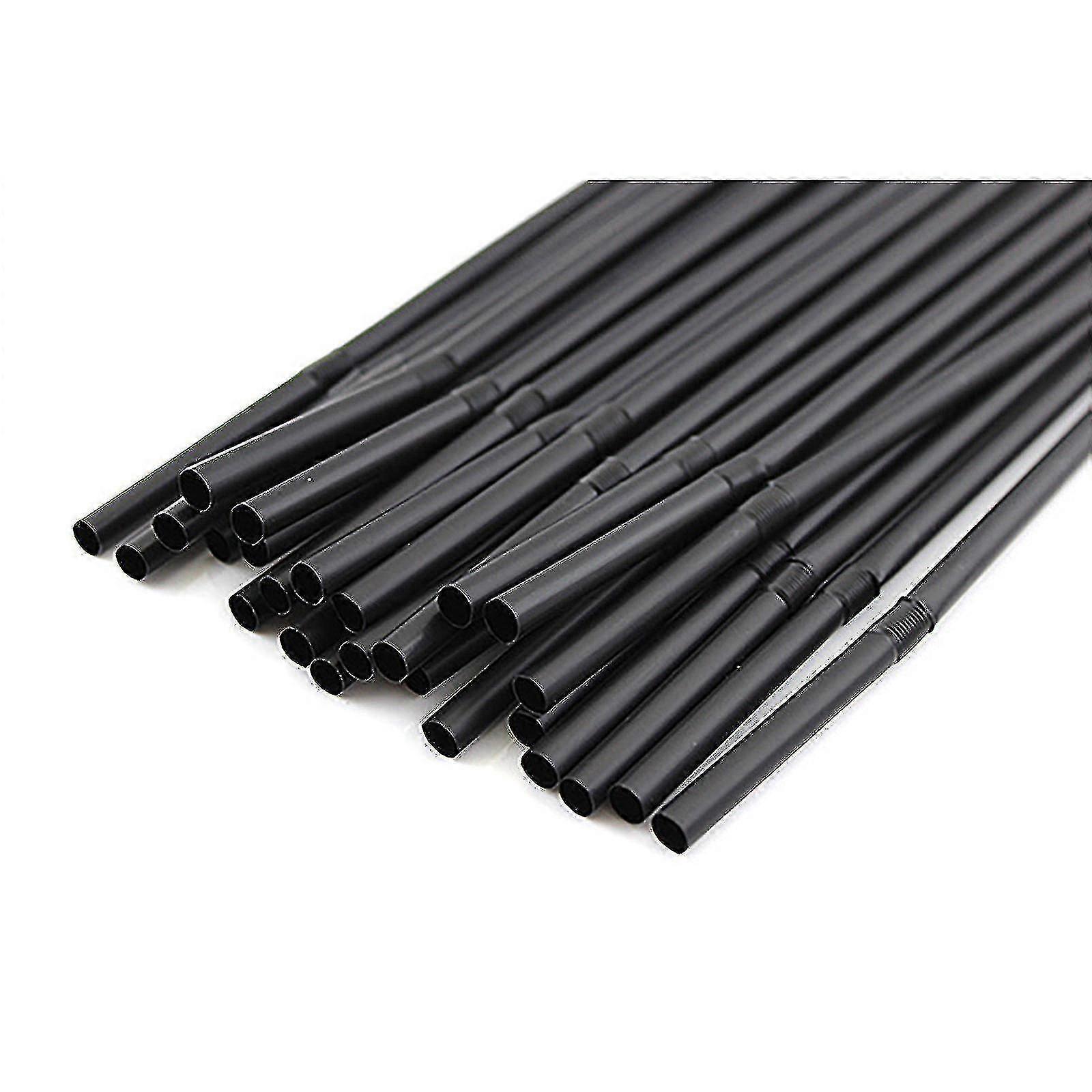 100pcs Black Flexible Drinking Straws Wedding Party Disposable Plastic