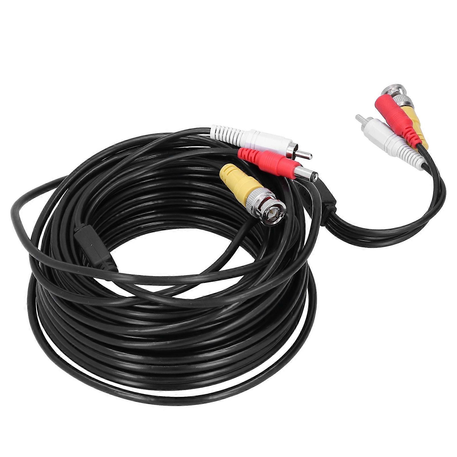 3 in 1 Portable CCTV Cable o Video Power Cord BNC + RCA + DC Connector for DVR Surveillance System (15m, 49.2ft)