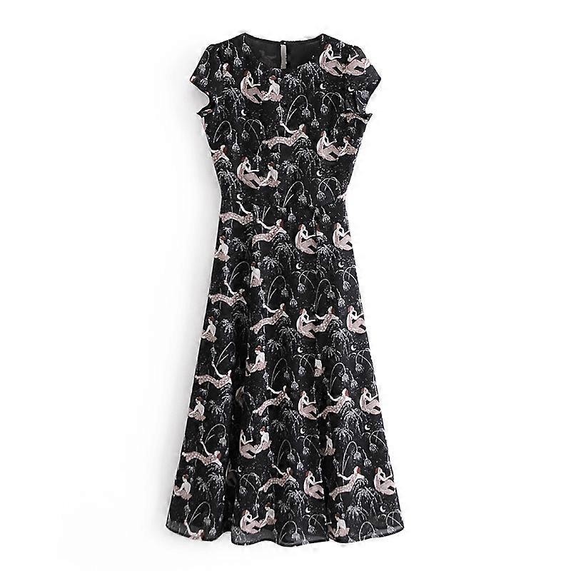 Women's Printed Round Neck Backless