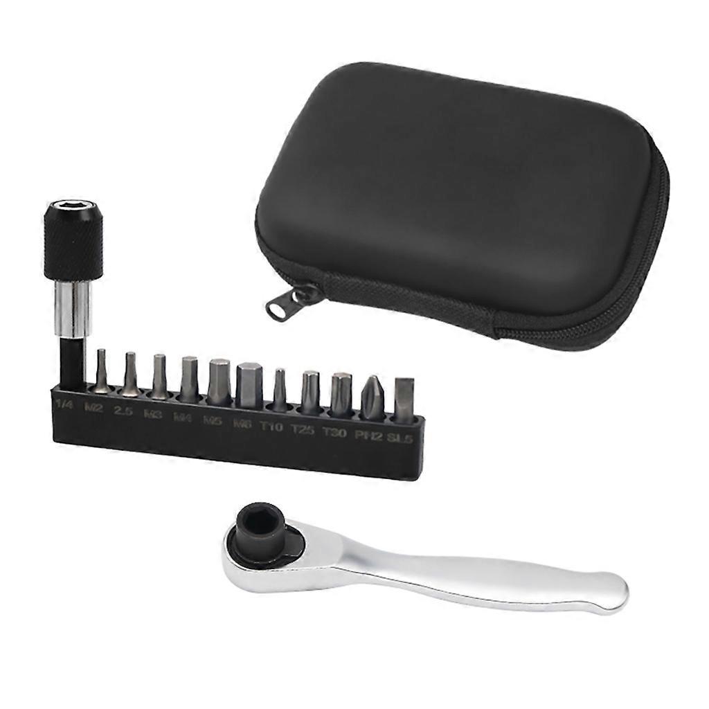 Bicycle Bikes Ratchet Wrench Allen Keys Tool Socket Set Kit 1/4"