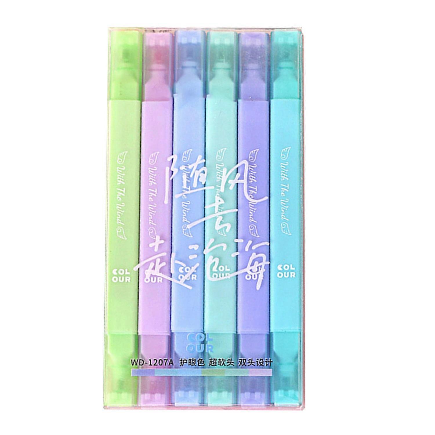 6 Pcs Morandi Color Highlighters Eye-Protecting Soft Colors Quick Dry Highlighters Comfortable Grip