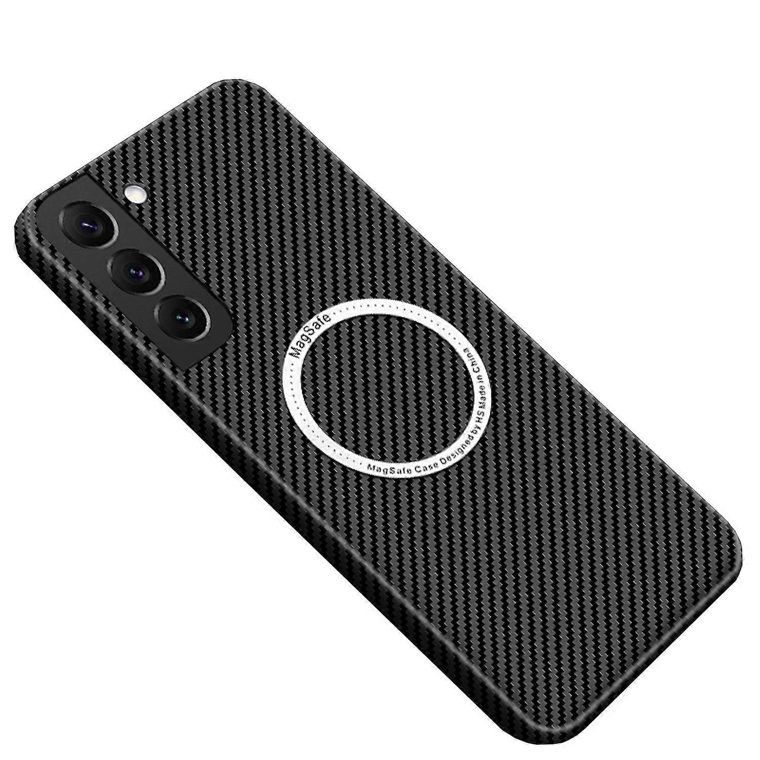For Samsung Galaxy S25 Plus MagSafe Design Carbon Texture Case Black