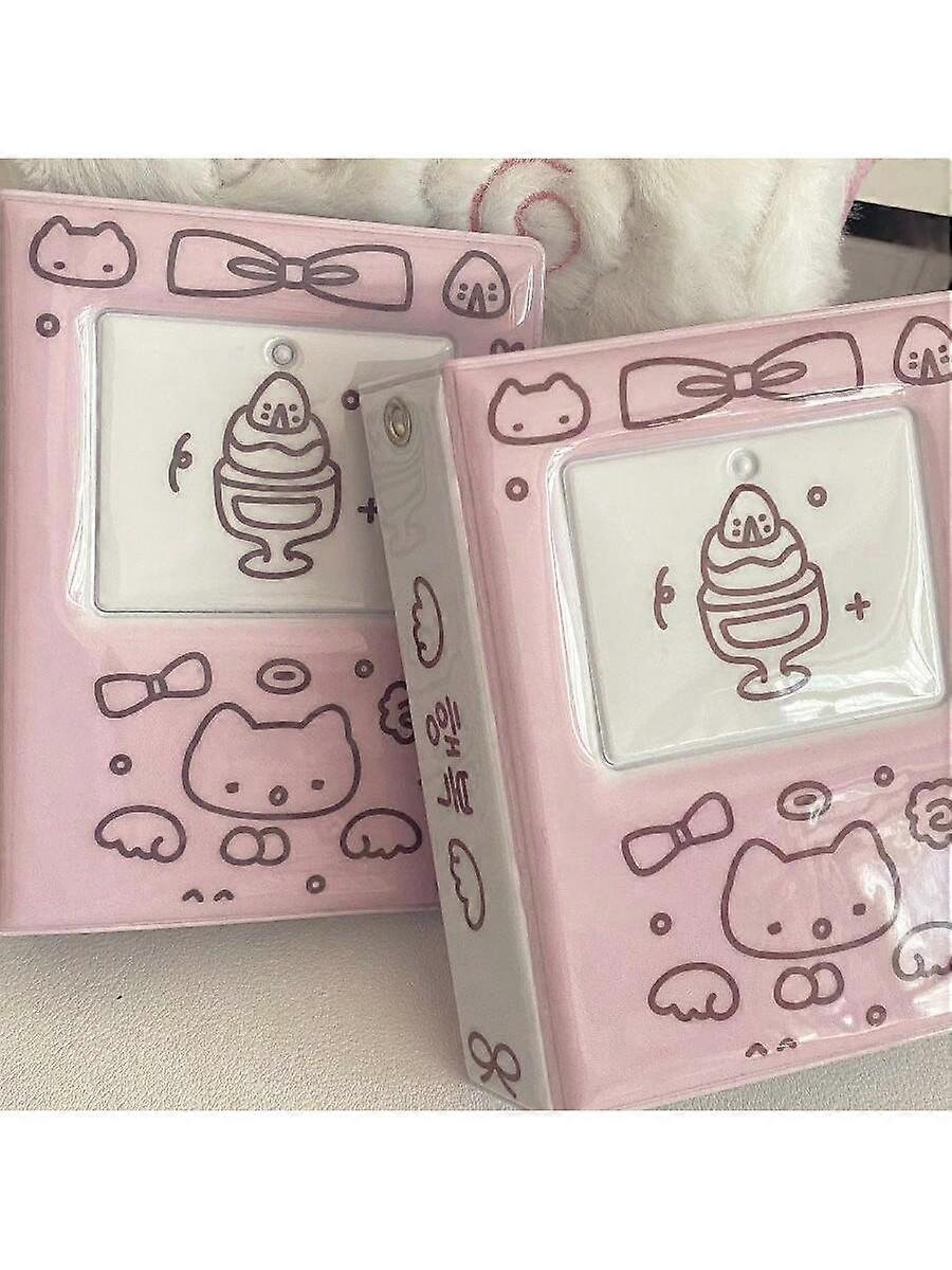 Χαριτωμένο ροζ μοβ γκράφιτι γάτα επιδόρπιο 3 ιντσών 1-καρέ άλμπουμ φωτογραφιών φωτογραφική κάρτα συλλογή βιβλίο kpop