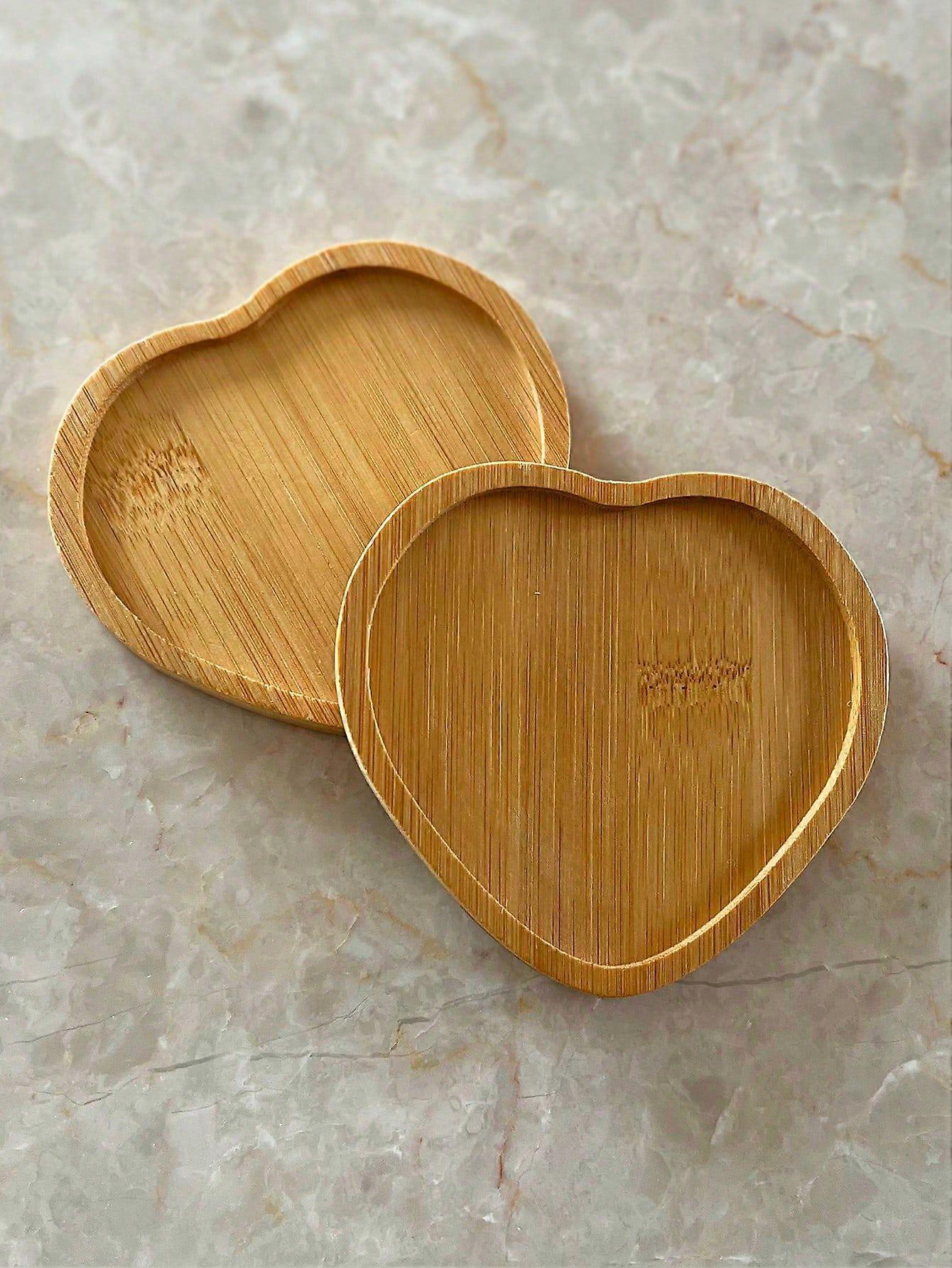 Heart-Shaped Cute And Novelty Bamboo Cup Mat, Coaster For Heat Insulation With Multiple Size Options, Suitable For Decorative Use On Coffee Table And