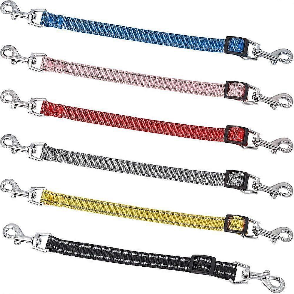 6Pcs 6 Colors Adjustable PP Pet Dog Extended Leash Reflective Traction Ropes with Alloy Swivel Clasps Mixed Color 248~345x15.5x3mm 1pc/color