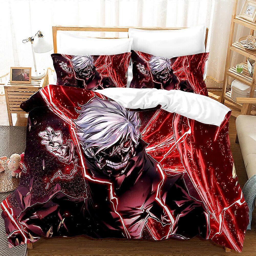 v749 Lençóis Conjunto de Cama Tokyo Ghoul Capa de Edredom Capa de Edredom Capas de Almofada Presentes para FãsConjunto de Cama de 3 Peças (1 Capa de Edredom + 2 Fronhas) y749