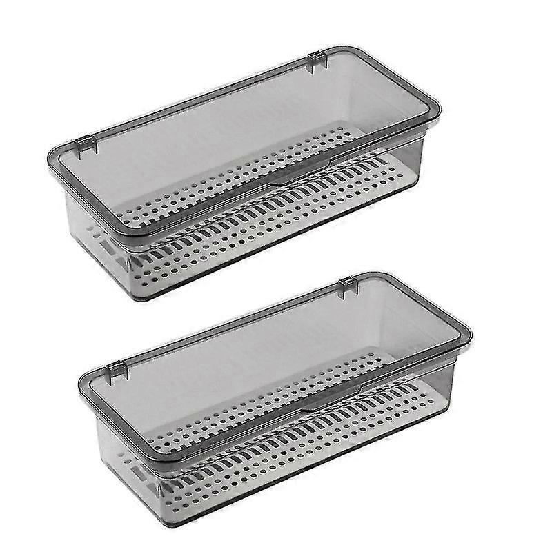 Flatware Tray with Lid,Utensil Storage with Lid Plastic Cutlery Tray,Cutlery Drawer Organizer Utensil Storage ContainerB