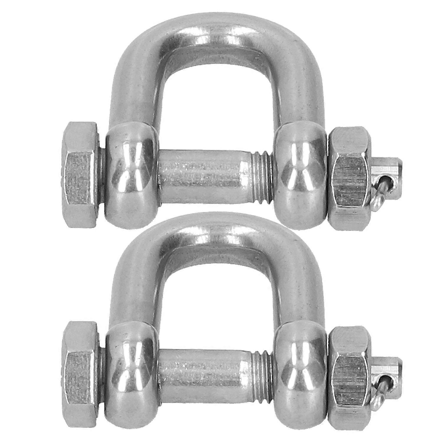 2Pcs D Ring Anchor Shackle Screw Pin 304 Stainless Steel with Insurance Hardware M10