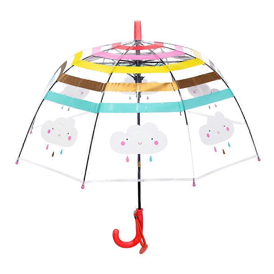 Children's Automatic Umbrella: Cute Rainbow Cloud, Long Handle