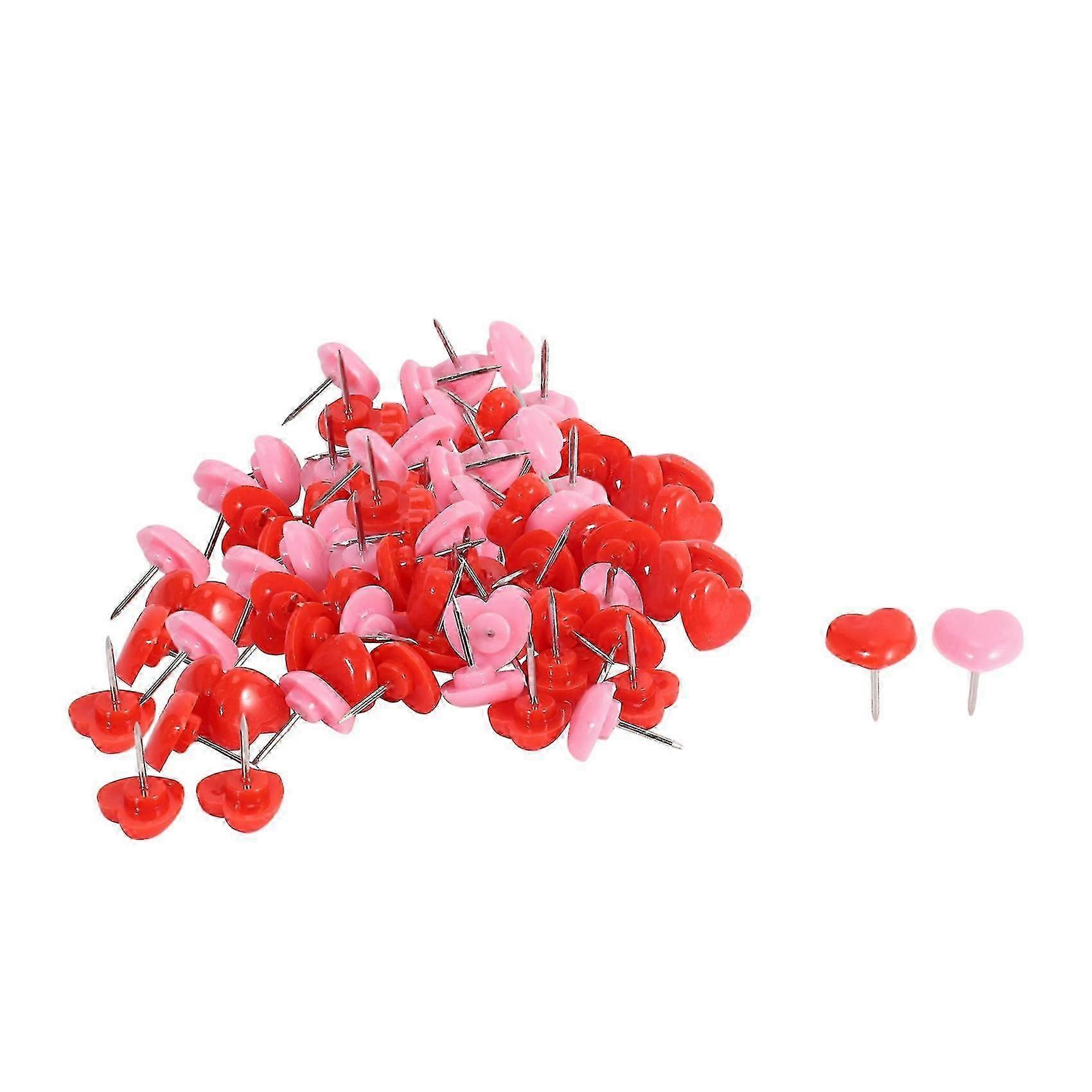 50 Pcs Heart Push Pins, Red Bulletin Boards Thumb Tacks, Pink Cute Wall Tacks Decorative For Cork B