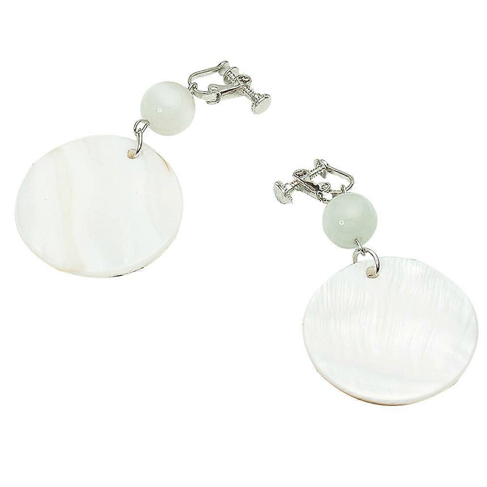 Natural Texture Shell Marble Vein White Circular Ear Ornaments (Earrings)