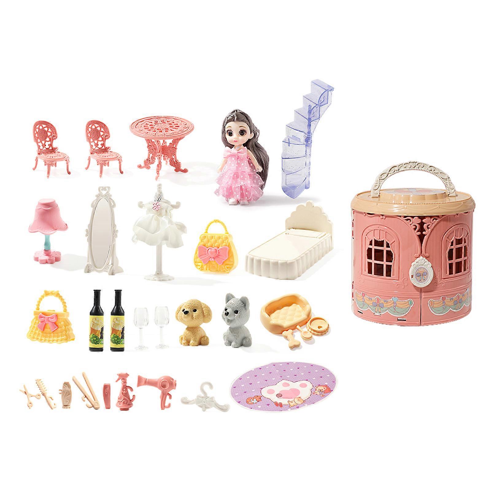 ドールハウスガールズおもちゃDIYハンドバッグ家具ミニチュアかわいいドールハウス誕生日クリスマスギフトハウスおもちゃ子供用