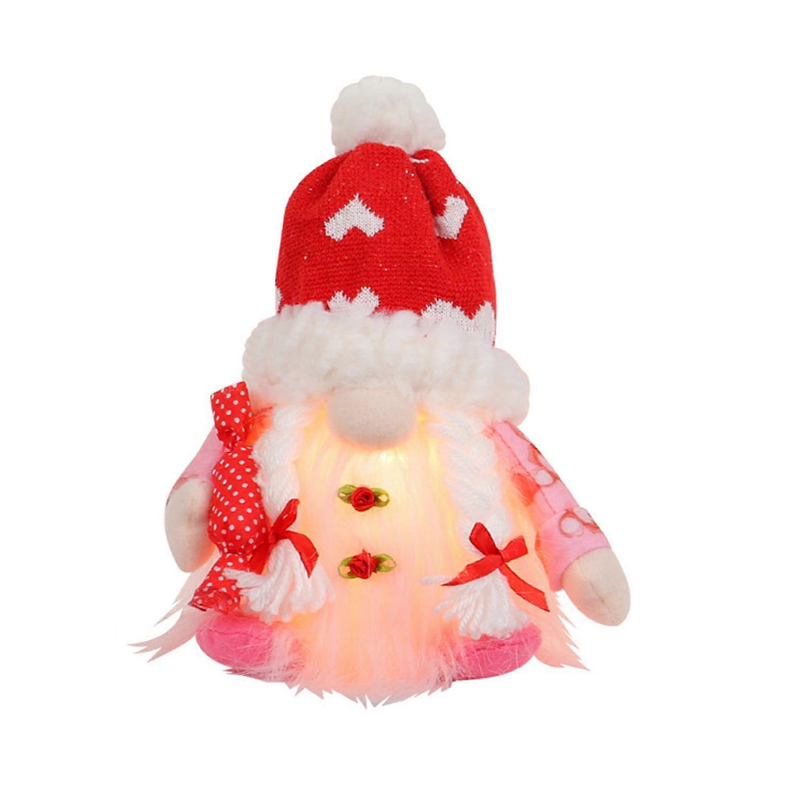 Handmade Valentine's Day Dolls LED Light Presents Beautiful Faceless Gnome for Your Special Someone for Tree, Shelf