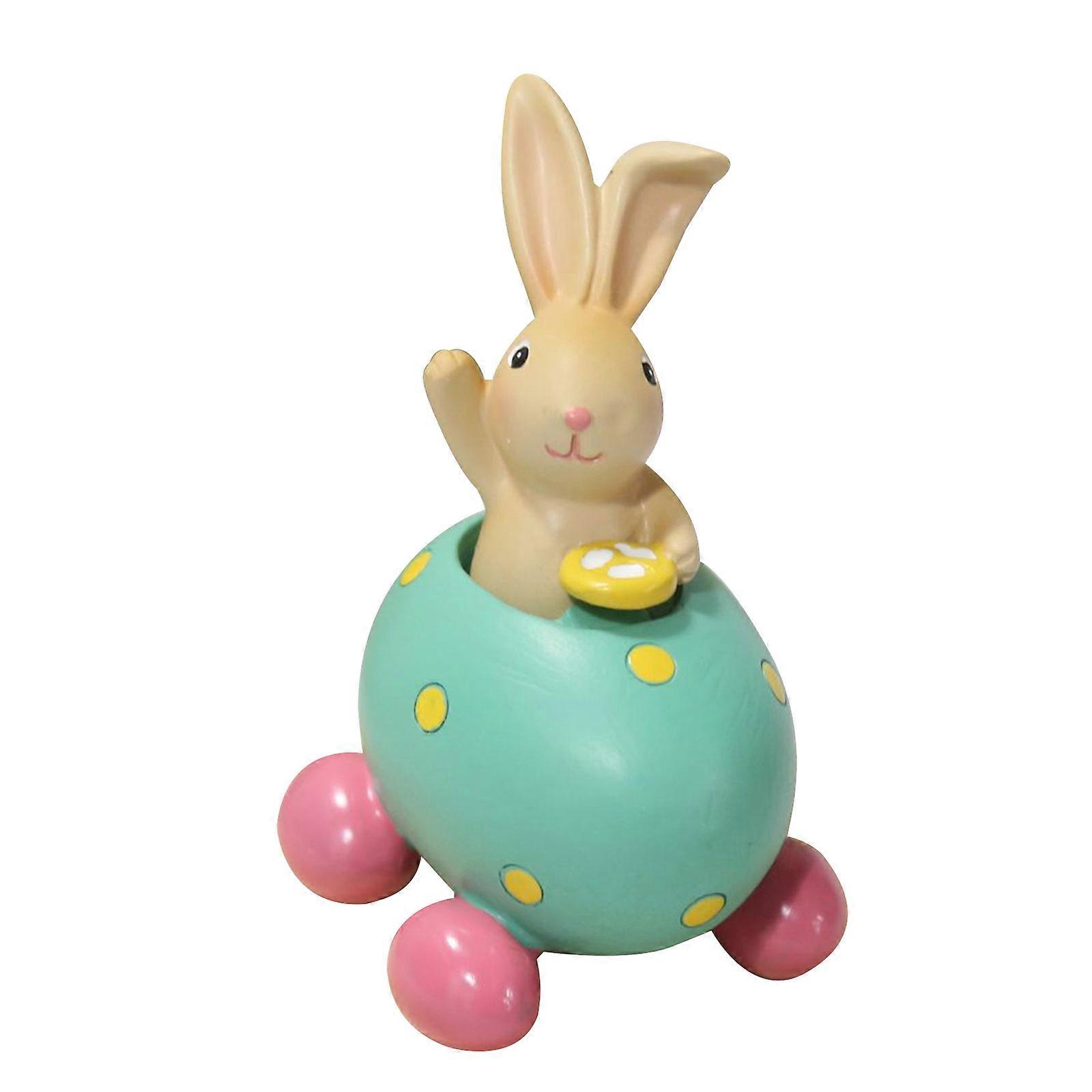 Resin Bunny Sitting Eggshell Decorations Spring Easter Figurines Tabletopper