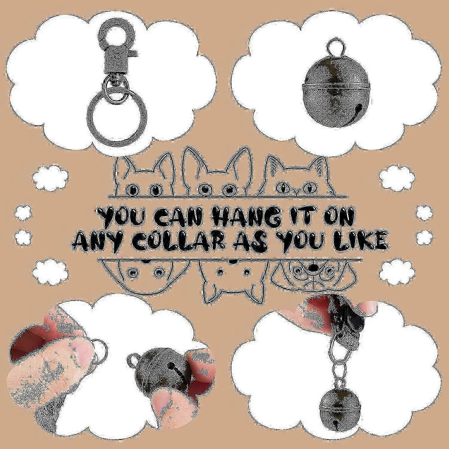 زوج بصوت عال جدا من أجراس القط أجراس نحاسية متينة للحيوانات الأليفة طوق سحر أجراس قلادة مع مشبك قطب مسار الأليفة- Yvan