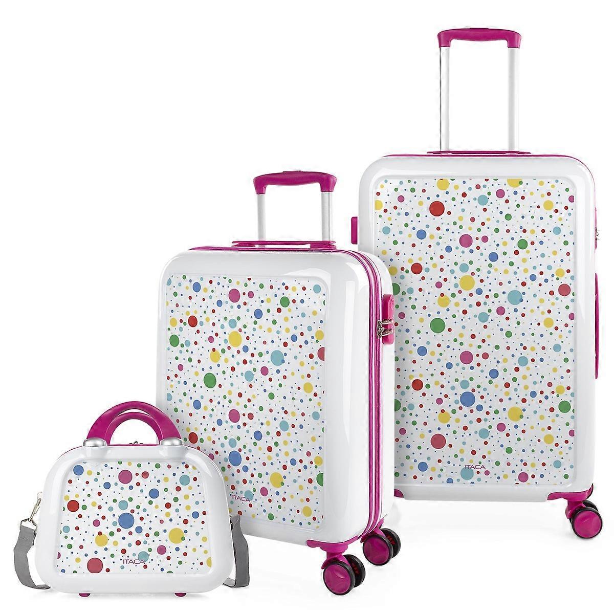 Itaca Custom Pc Suitcase Set White/Fuchsia Base