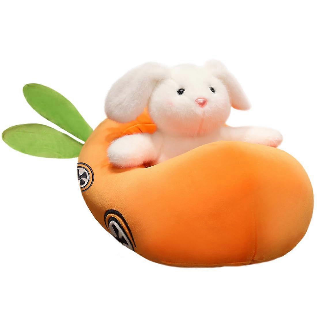 15.7" Plush Rabbit Carrot Stuffed Toy, Furry White Bunny with Carrot Plushie for Birthdays & Gifts