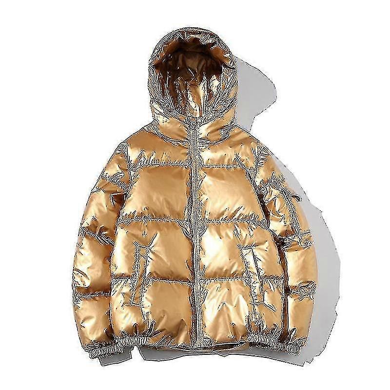 Heren Glossy Puffer Jacket Metallic Shiny Donsjas