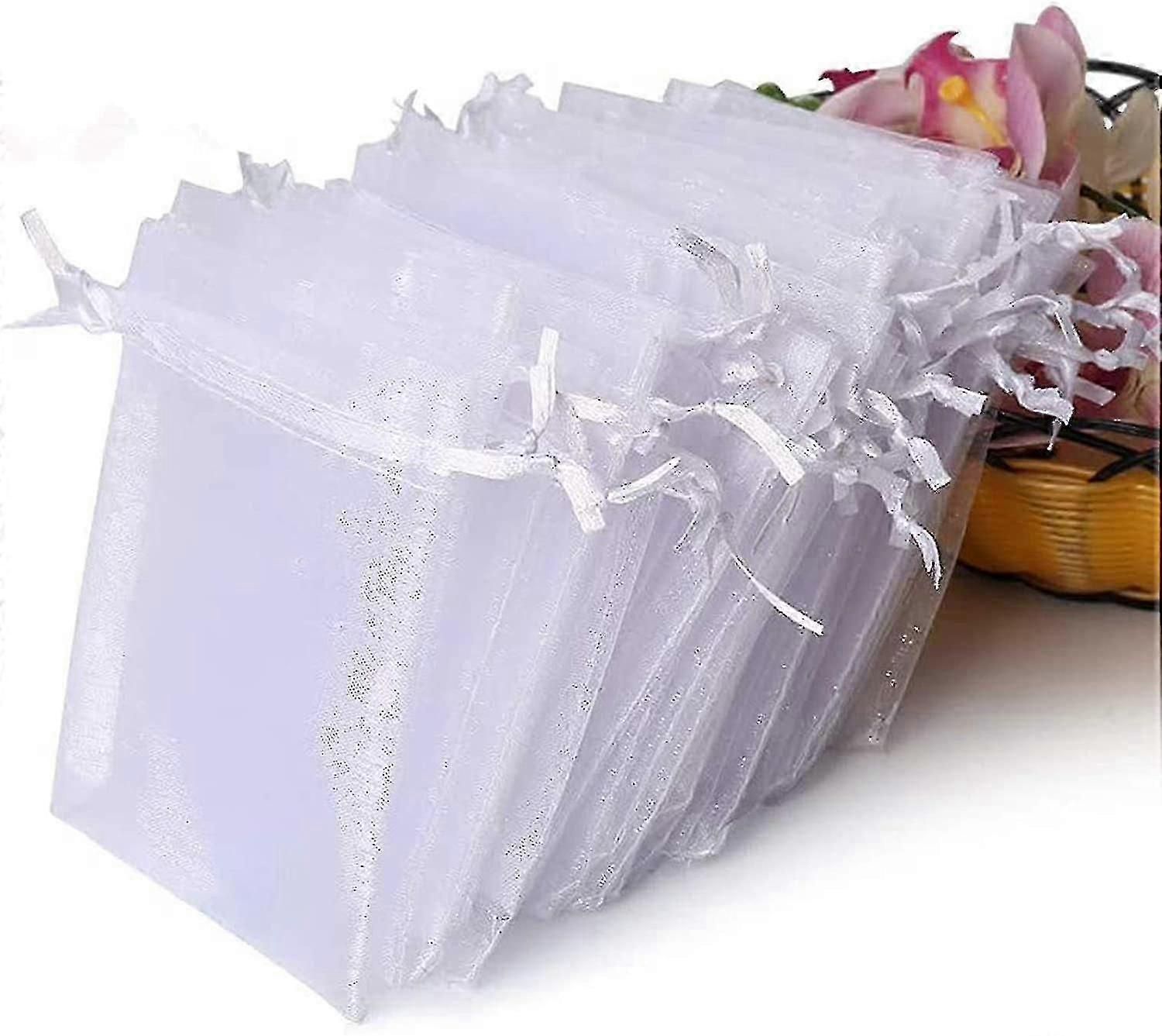 100 bolsas de organza transparente premium, bolsas blancas para regalos de  boda con cordón, bolsas de, image size:1500x1337