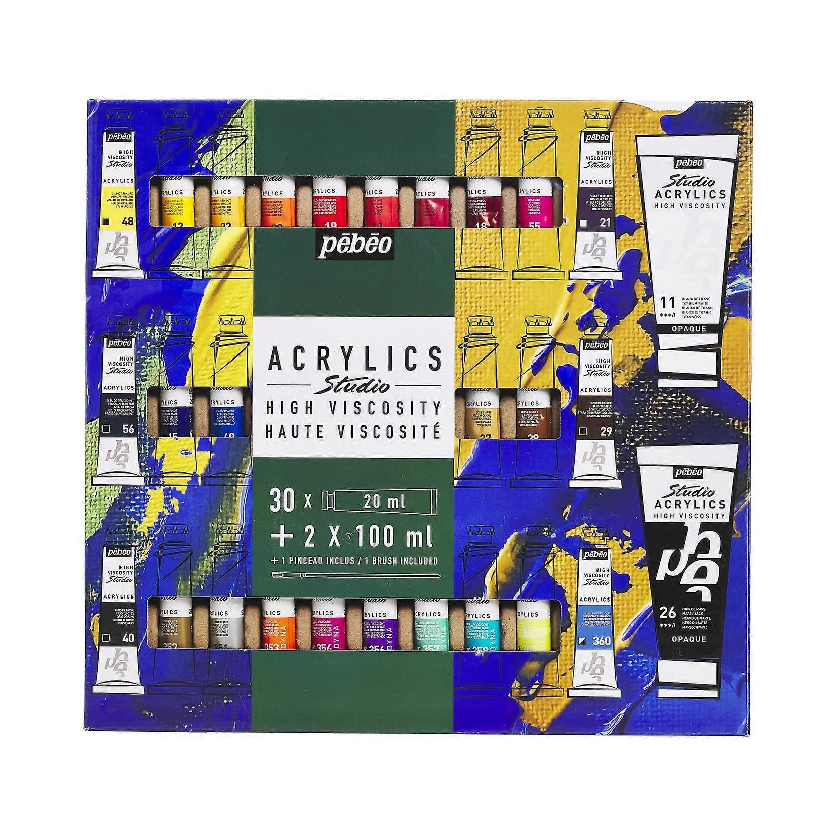 Pebeo Studio High Viskosity Akryylimaali 30 x 20ml + 2 x 100ml setti