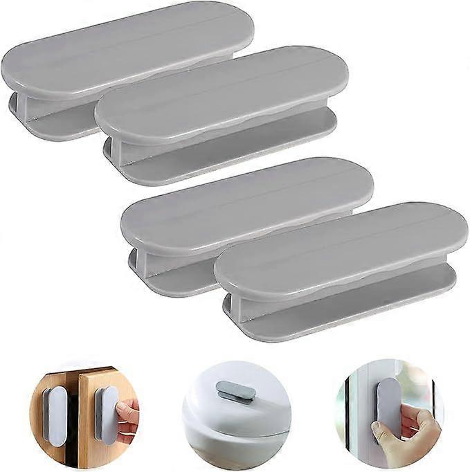 4pcs Self Adhesive Door Handles Plastic Window Glass Door Drawer Pull Handles - Grey