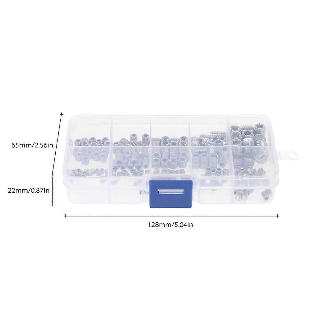 200pcs Stainless Steel Socket Screws Allen Head Socket Hex Set Grub Screw Assortment Cup Point Column M3-M6/M8 Hexagonal Screw Kit
