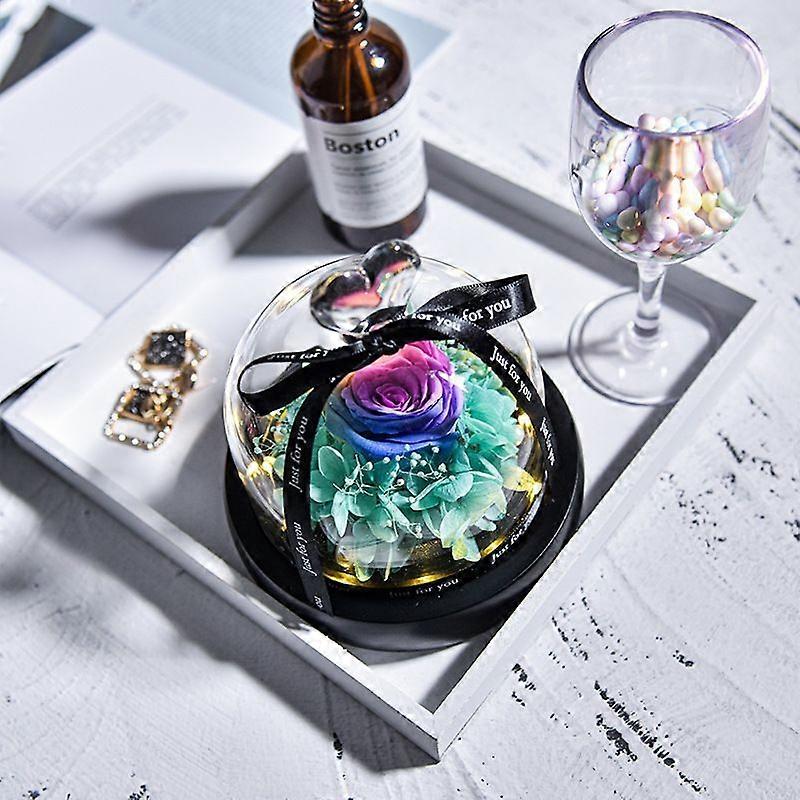 ガラスのドームの美女と野獣のローズランプ、LEDフォーエバーギャラクシーローズ造花、女の子の女性のための母の日ママギフトクリスマスアニバーサリー