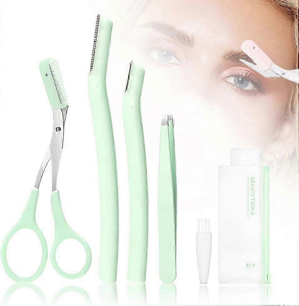 Eyebrow Scissors, Eyebrow Brush Eyebrow Scissors with Comb, Eyebrow Trimmer, Cleaning Brush and Storage Bag