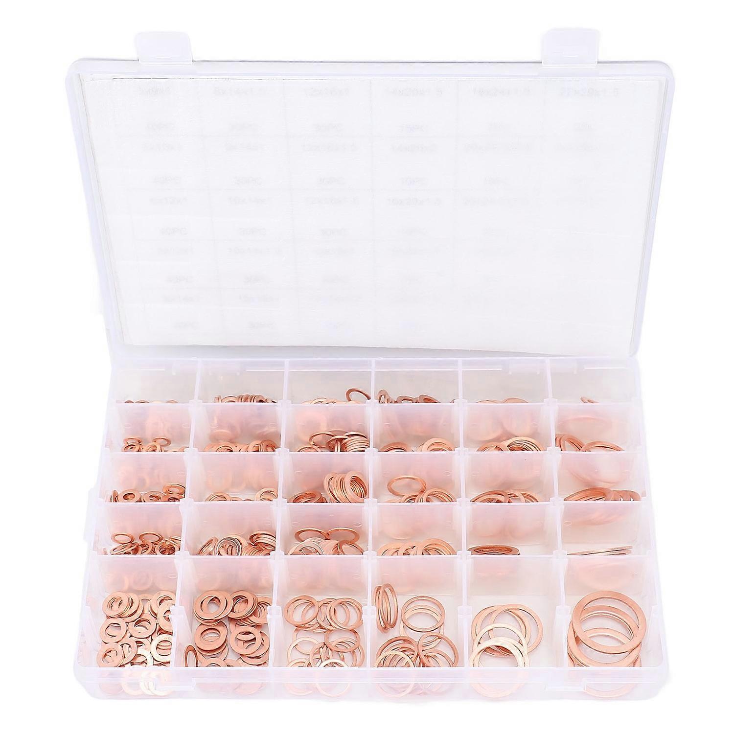 568pcs Crush Washers Assortment Kit Brass IMPA813080 M5 M6 M8 M10 M12 M14 Metric Oil Drain Plug Gask