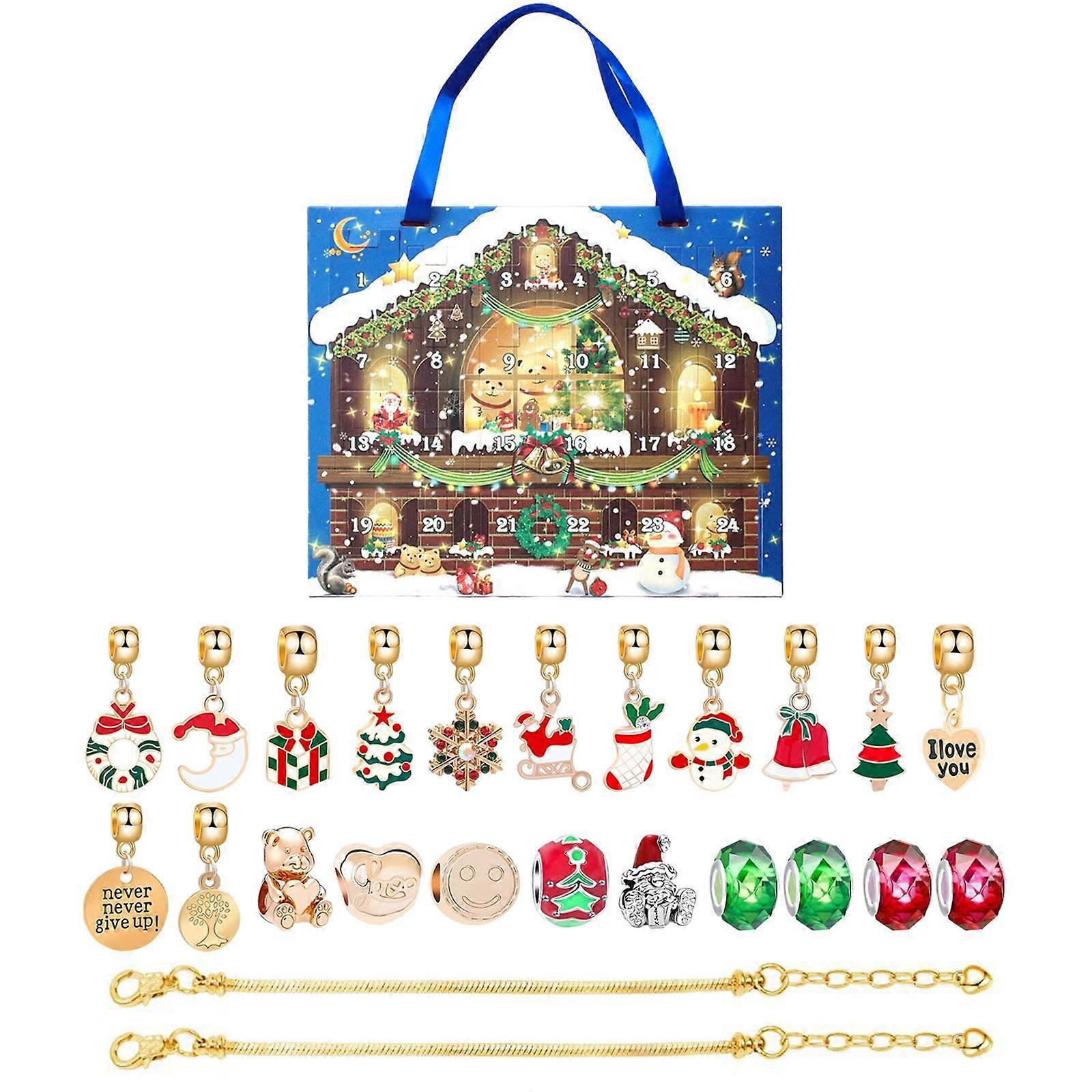 Xmas Advent Calendar DIY Bracelet Set Bangle Christmas Decoration Ornament,