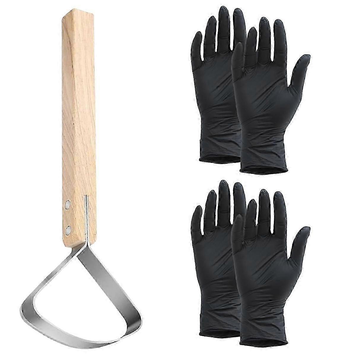 3Pcs Hide Scraper Fleshing Tool Fleshing Knife 11.2in Long Handle Fleshing Knife compatible with Hides,Skinning