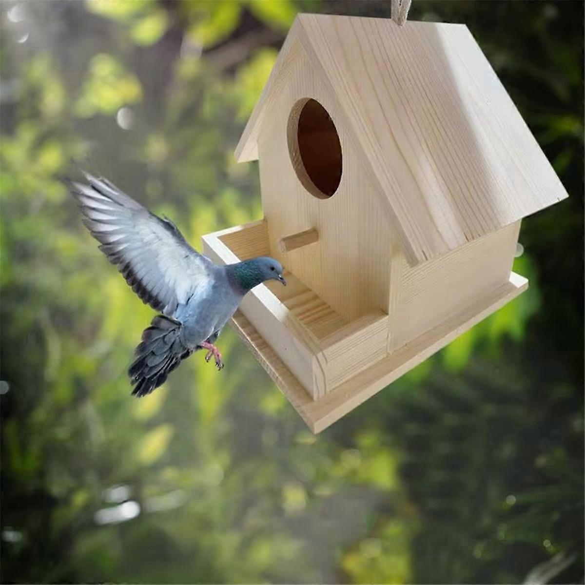 Bird Houses for Hangable Wooden Bird Feeder Box with Pole Pet Cottage