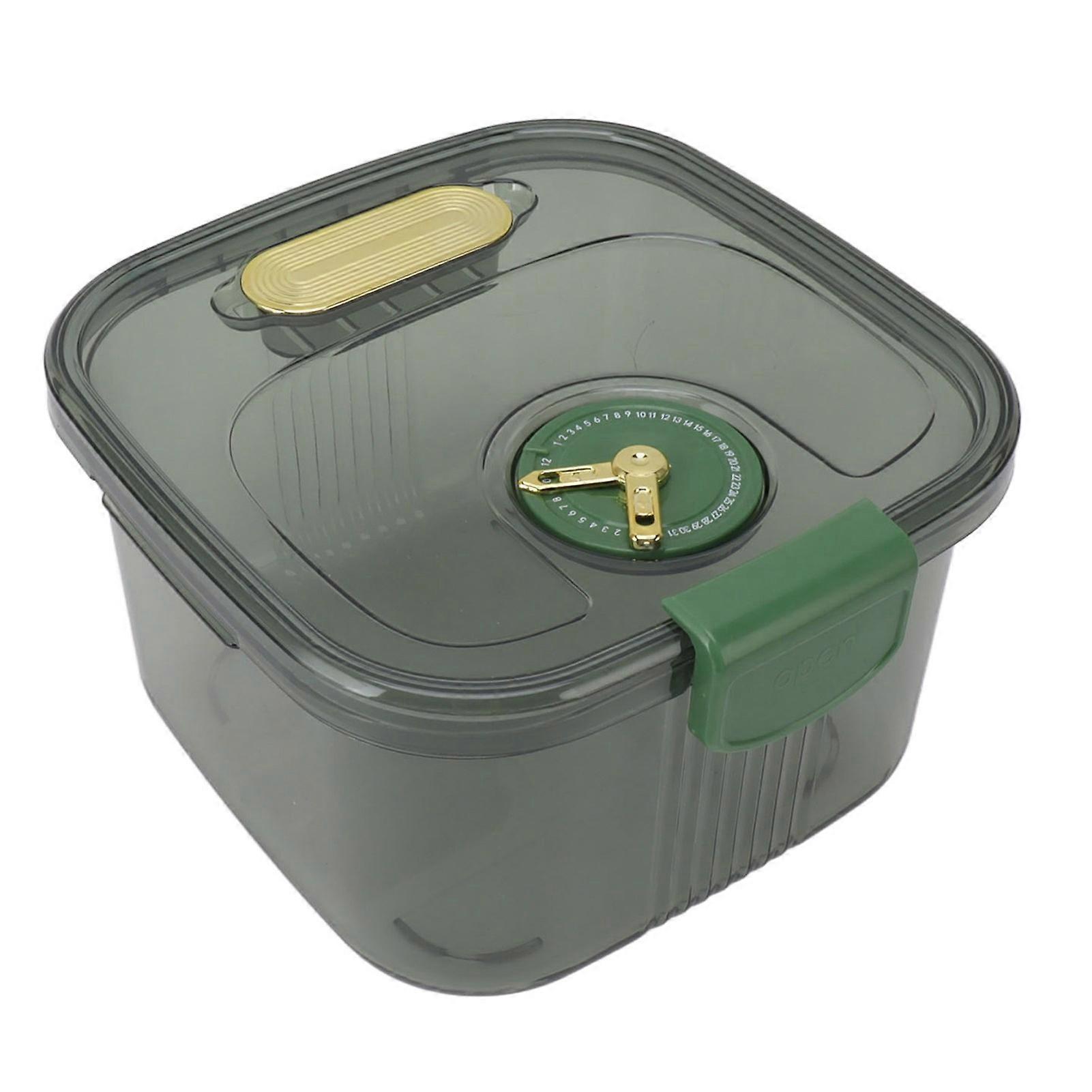 Airtight Rice Container Stackable Transparent Rice Bucket with Date for Grain Flour Snacks Sugar S 5kg/11.0lb Green 