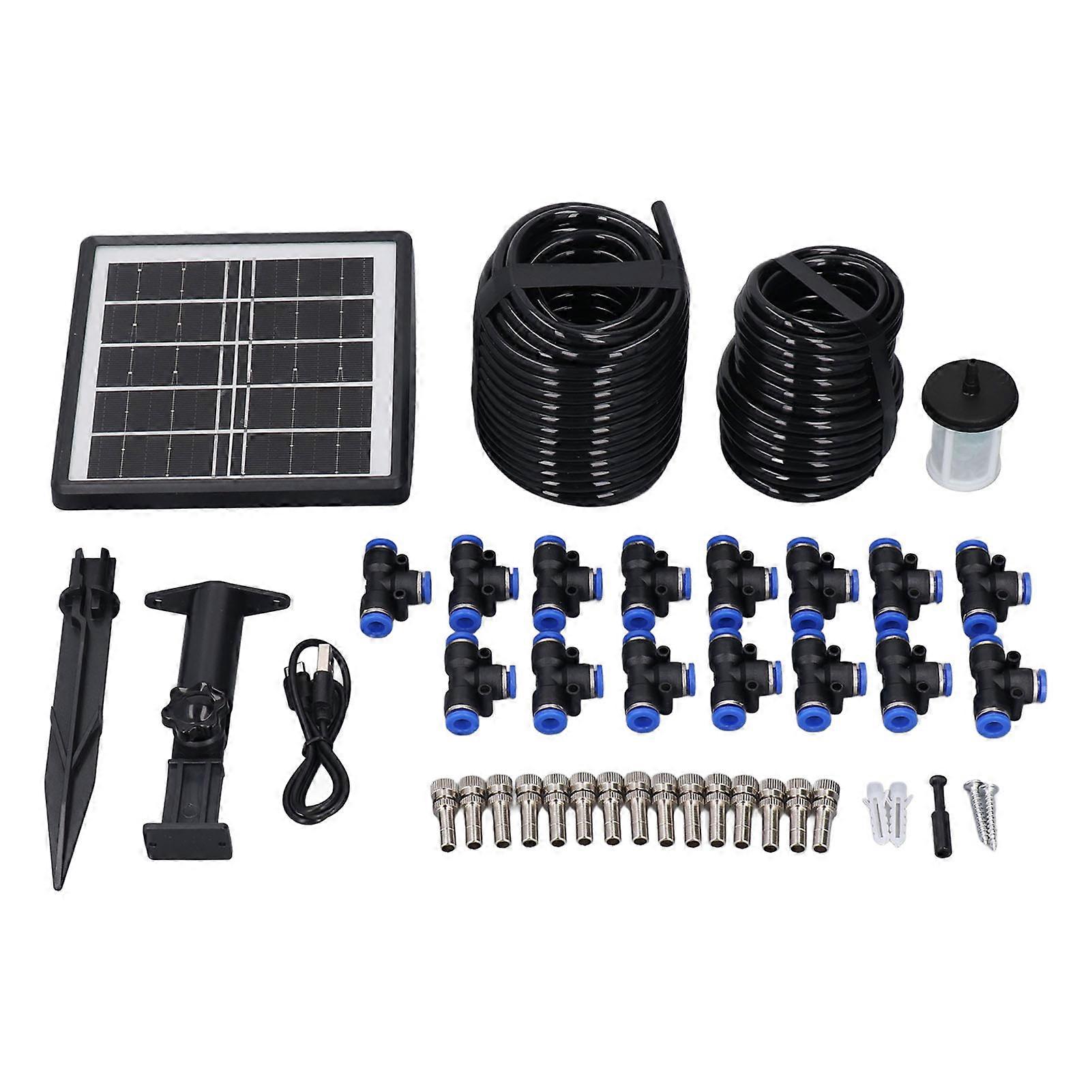 Spray Irrigation System Kit Solar Powered Timer Mode IP67 Water Proof Automatic Self Watering System for Greenhouse Garden Lawn