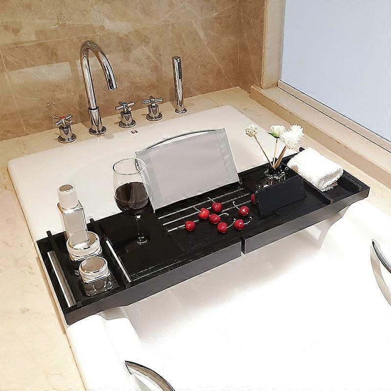 Bathroom Multifunctional Retractable Bathtub Shelf Rack Double Box