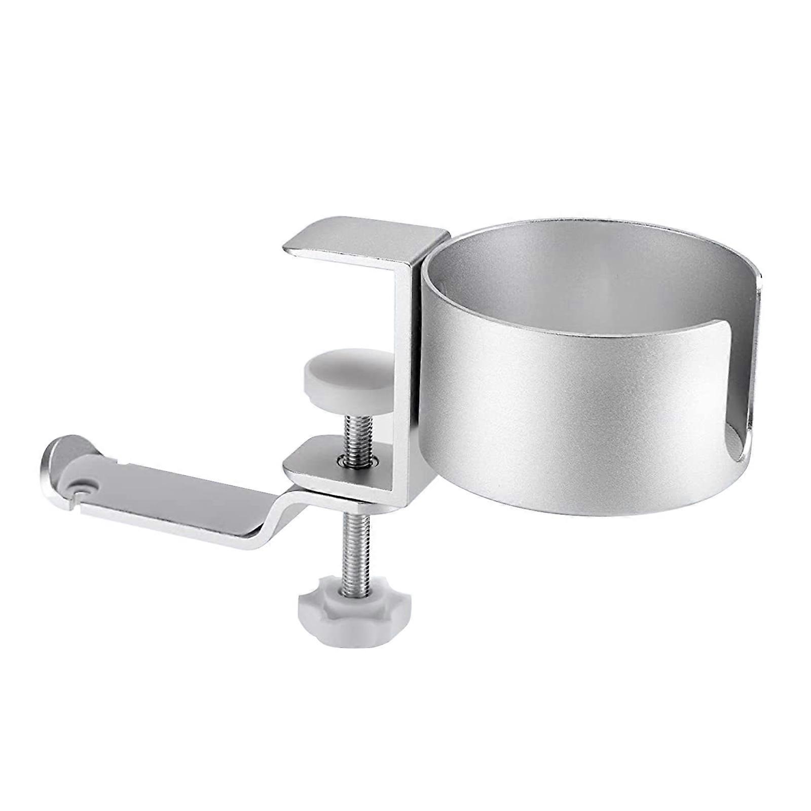 イヤフォンオーガナイザーカップマークホルダースタンドヘッドセットヘッドフォンフック360度回転するアルミニウム合金頑丈なテーブルマウントシルバー