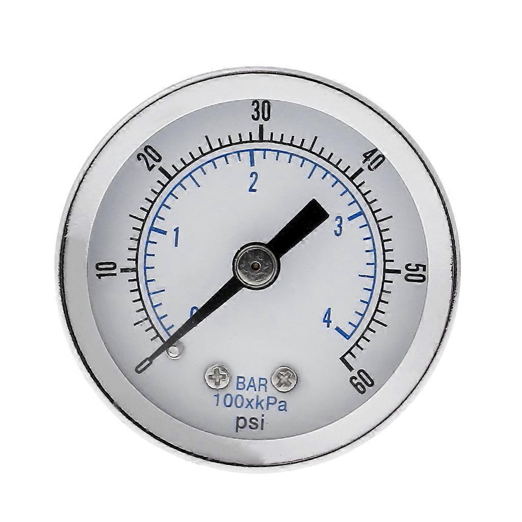 Air Water Gas Pressure Gauge Pressure Gauge Clear Dial 0-60PSI 1/8" NPT Compressor1.5" Bottom Connection Monitors White